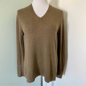 Banana Republic Women’s Linen Blend V-Neck Long Sleeve Brown Sweater Size M